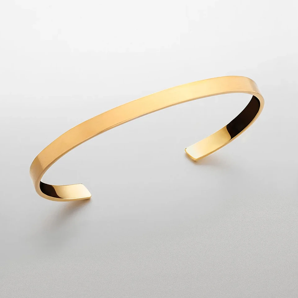 ELANDIS Minimal Unisize Cuff Sleeves Minimalist Style Men's Jewelry Personalized Platinum Bracelet Popular Couple Festival Gift