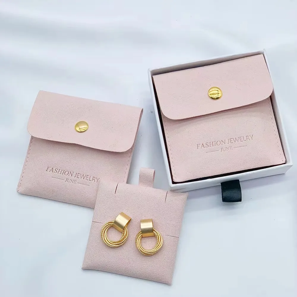 

Envelope Jewelry Packaging Bags with insert Pad jewelry Pouch Bag and Box with Logo for earring Holder
