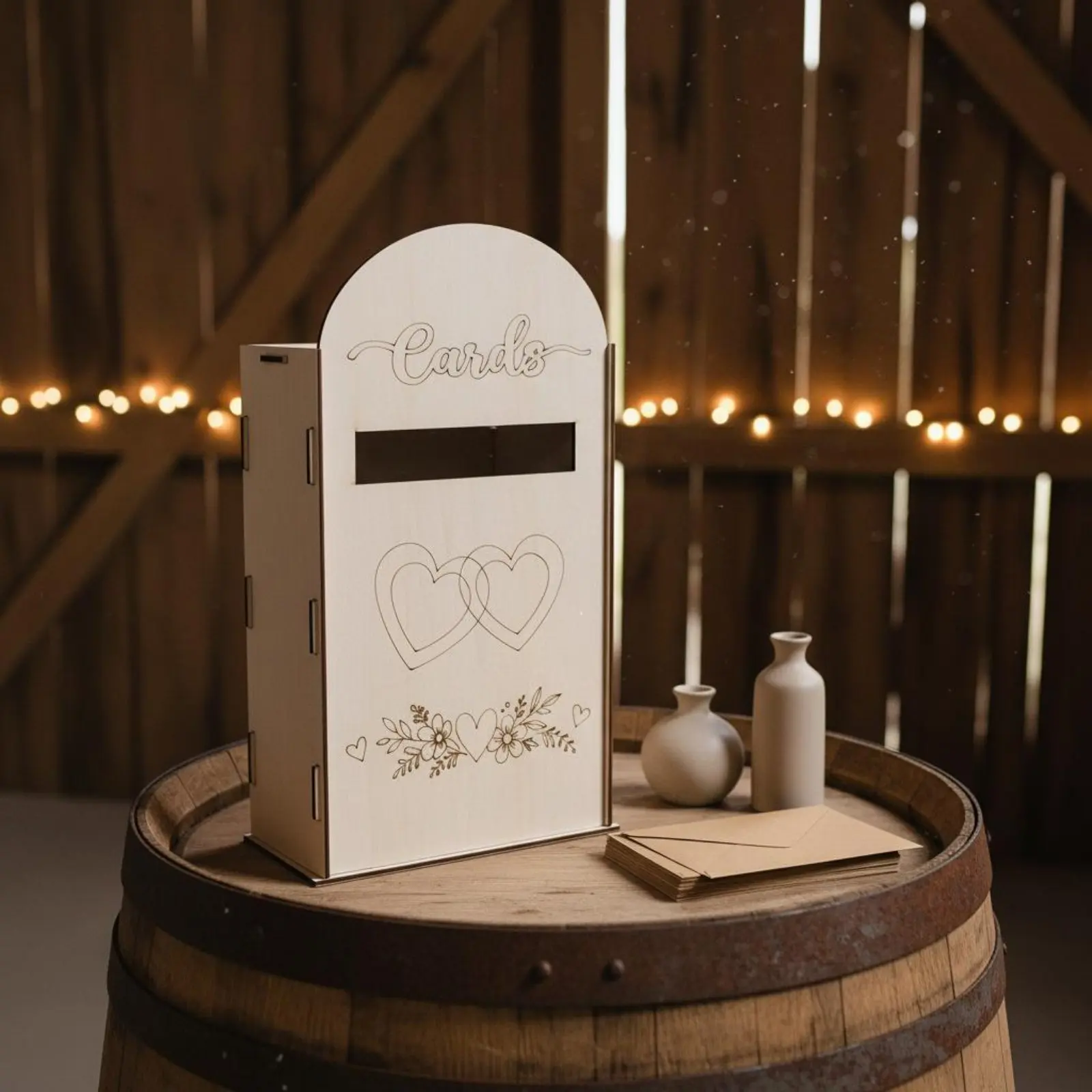 Wooden Wedding Card Box Laser Cut Design Wedding Card Box Event Decor Sturdy Wood Party Decoration for Graduation Ceremony
