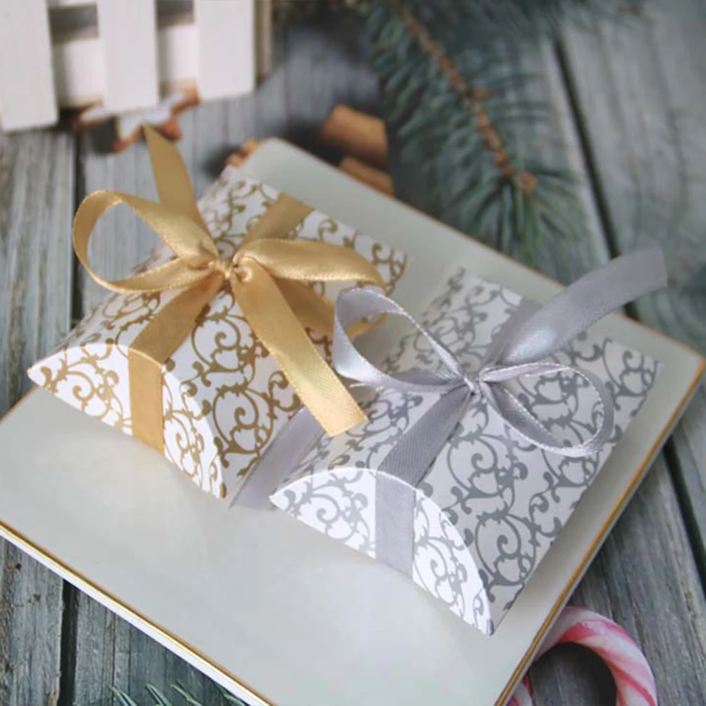 Caja de almohada pequeña para regalos, cajas de recuerdo de fiesta de mano para embalaje de manualidades