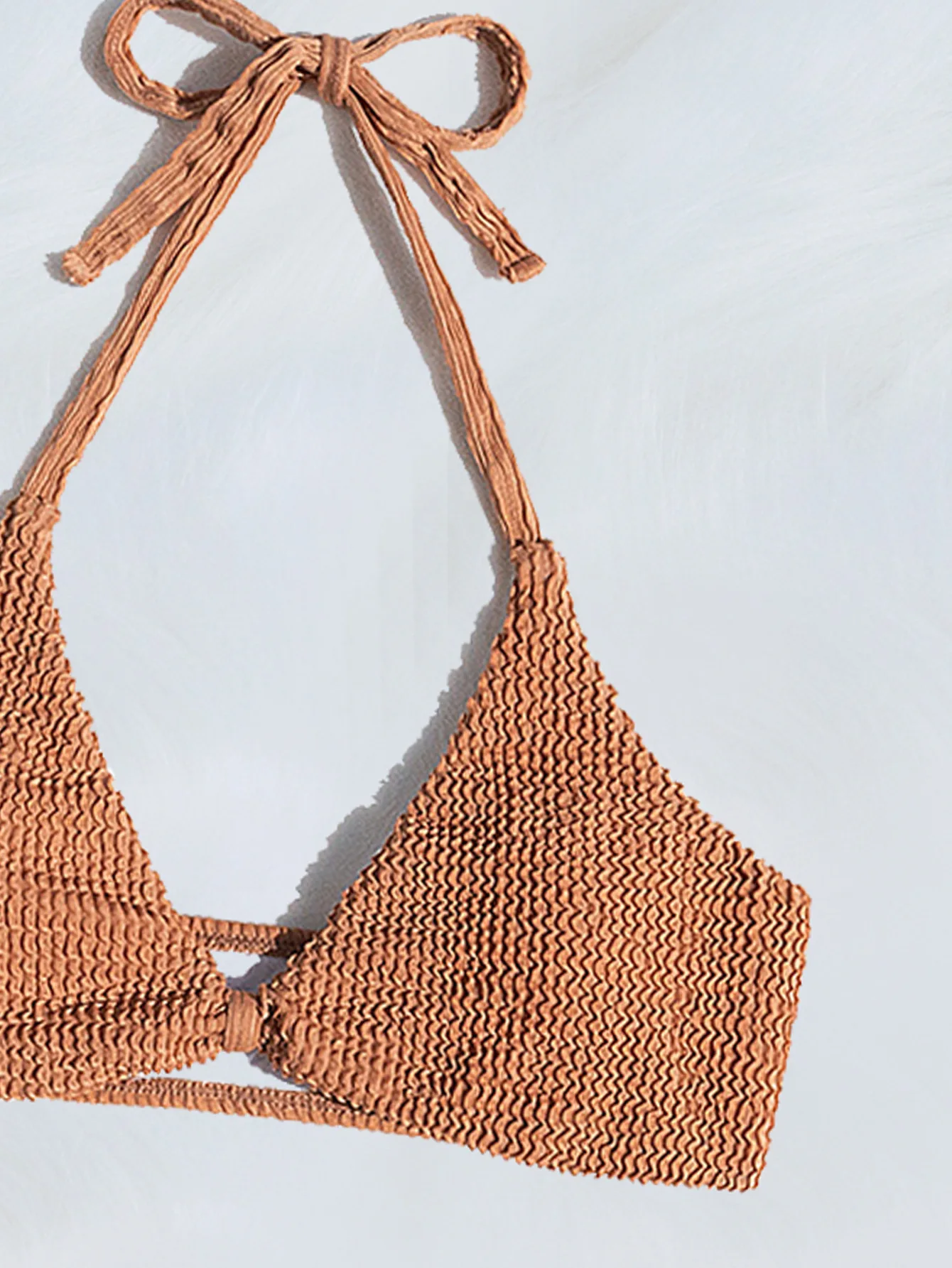 Женский однотонный коричневый купальник из 2 предметов, новый комплект бикини 2025 года, сексуальный купальный костюм с v-образным вырезом и открытой спиной, купальный костюм для пляжного отдыха