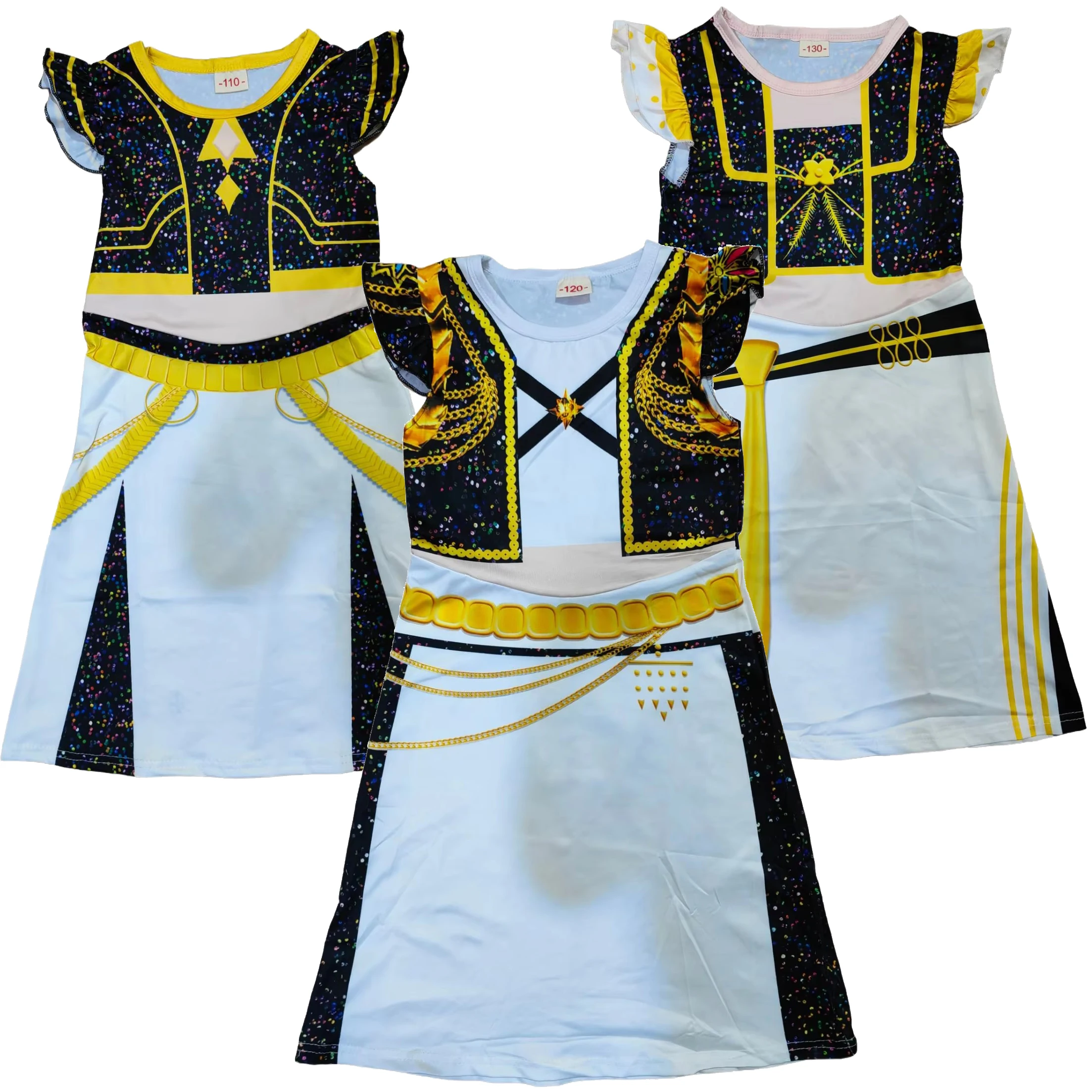 Kinder Anime Cosplay Kostüm Goldenes Kostümkleid Mädchen Sänger Idol Gruppe Bühnenshow Halloween Geburtstag Party Faschingskostüm
