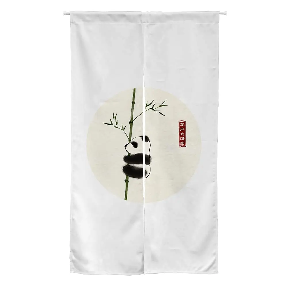 Japanese Ink Panda Cute Series Noren Doorway Curtain Polyester Blend Door Curtain for Kitchen Tapestry Wall Hanging Decoration