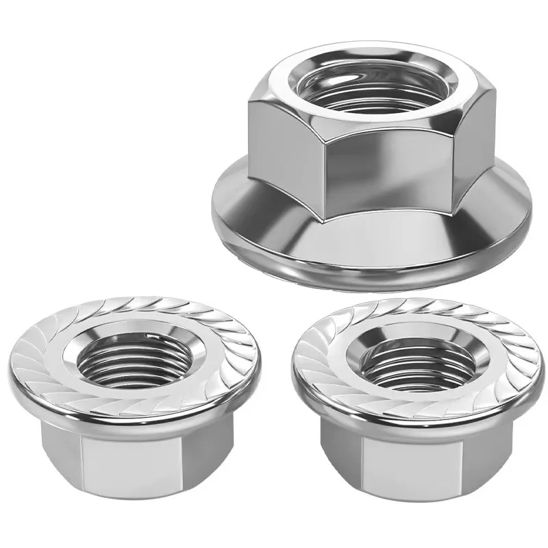 Din6923 304 Stainless Steel Hexagon Flange Nuts Hex Serrated Spinlock Lock Nut