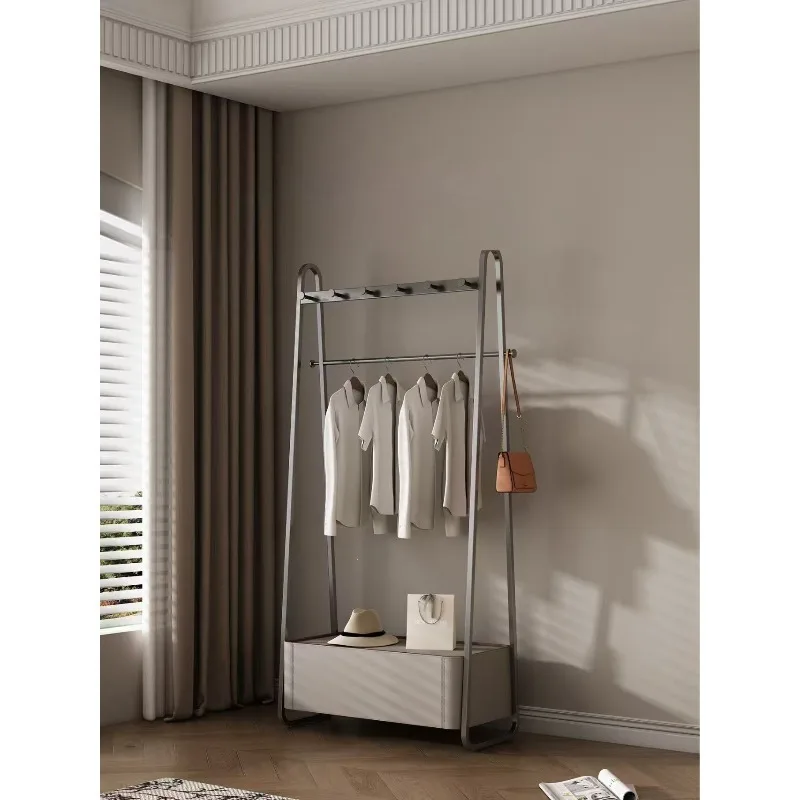 Italian minimalist coat rack, storage cabinet, integrated floor-to-ceiling small apartment saddle leather solid wood light