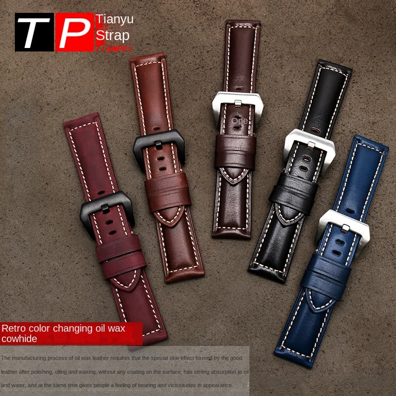 For Panerai Citizen Fossil Breitling Hamilton Watchband Genuine Cow Leather Men's Vintage watch strap 22mm 24mm 26mm Watch Band