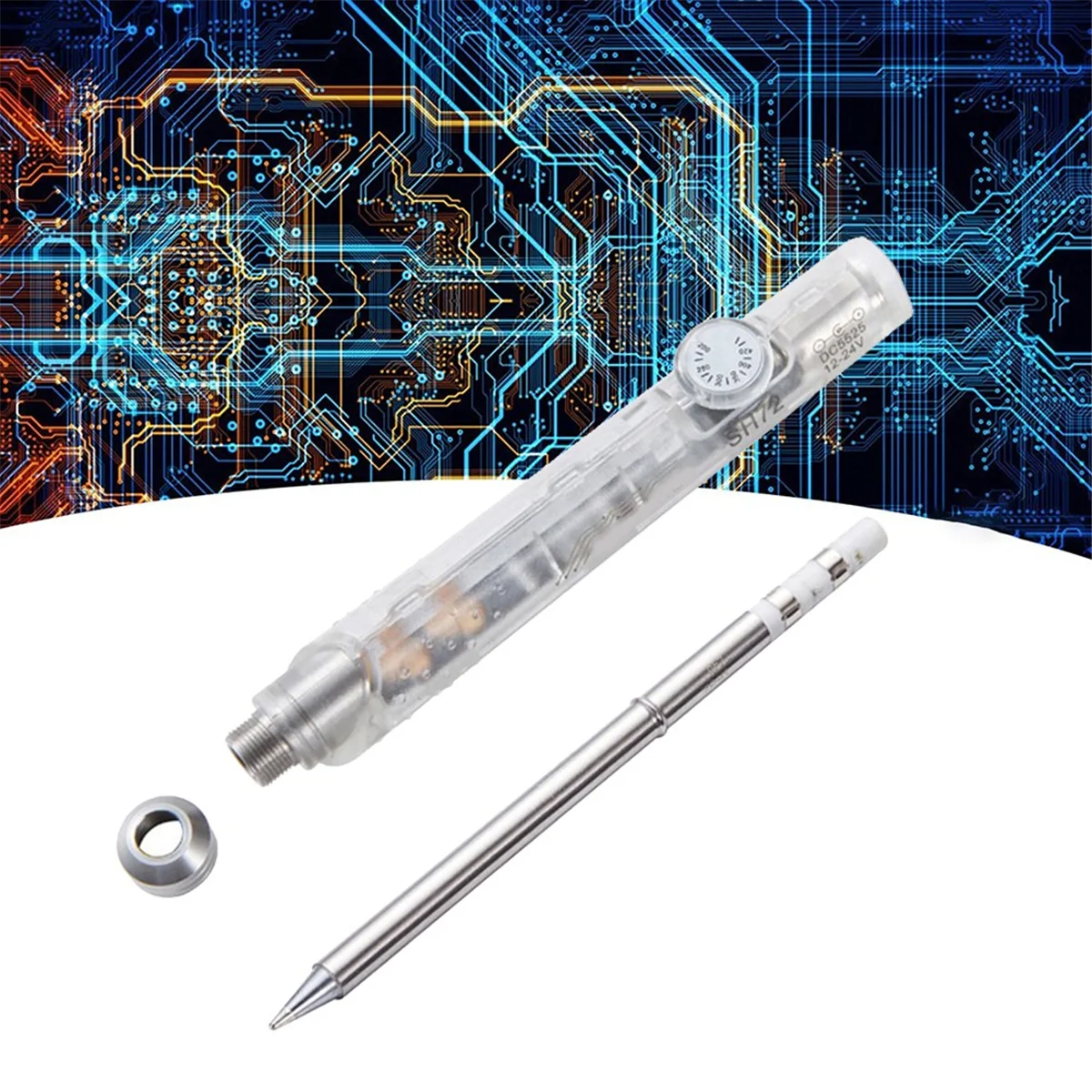 A56XQ SH72 Soldador 65W 12-24V 220-400 ℃   Herramienta de soldadura de temperatura ajustable SH72 B2, no T12, blanco transparente