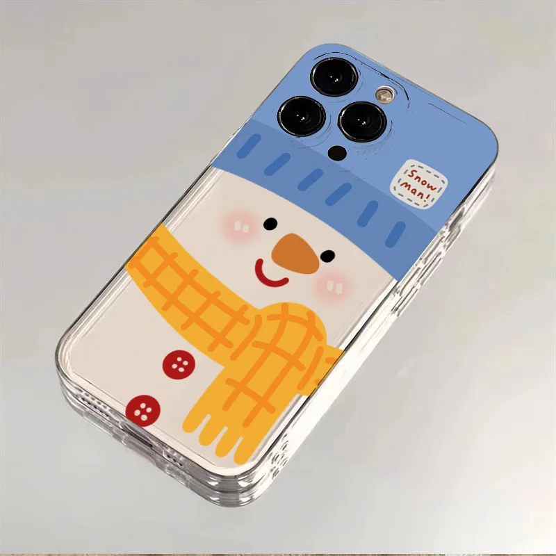 Korea Style Snowman Phone Case for Samsung Galaxy S25 S23 S22 Ultra S24 FE A16 A14 A34 A15 A35 A55 A