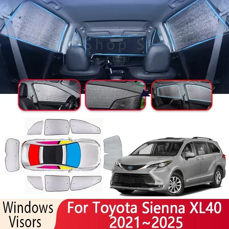 Sun Shade For Toyota Sienna Granvia XL40 2021~2025 Car Windshield Sunshade 8X Heat Insulation Auto Parts Sun Visor Accessories