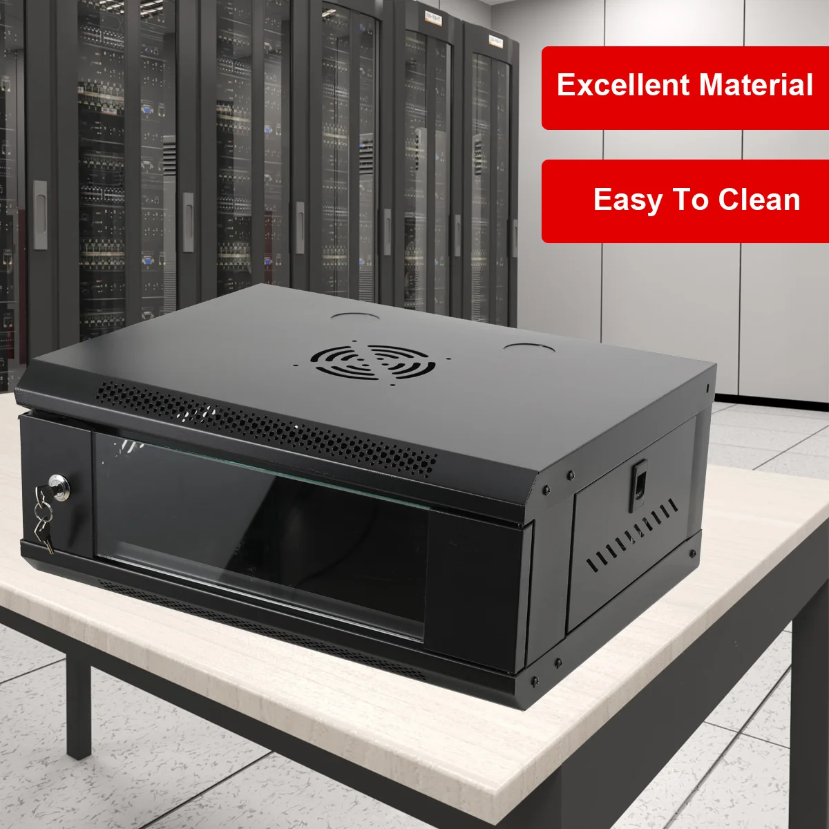 4U Server Rack 5404A Cabinet Wall-Mounted Network Server Cabinet Load 60KG with Lockable Door Mount Heat Dissipation Holes for Monitoring Rooms Data Rooms TV Stations Control Centers