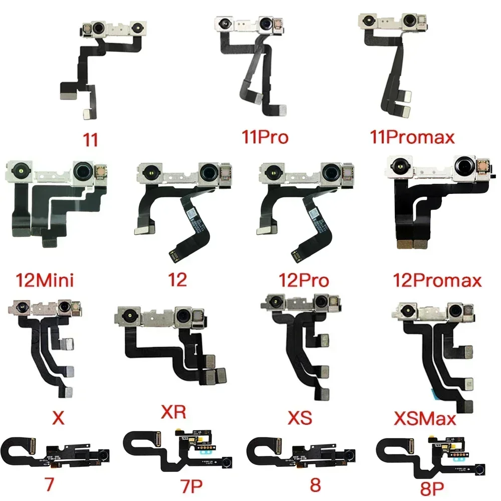 Front Camera Module Flex Cable Replacement Part for IPhone 7 8 Plus X XR XS 11 12 Mini Pro Max NO Face ID