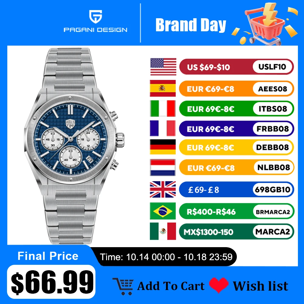 Men's Watches RollsTimi Quartz Wristwatch Luxury Speed Sports Chronograph Watch For Man AR Sapphire Waterproof Luminous Gift Box