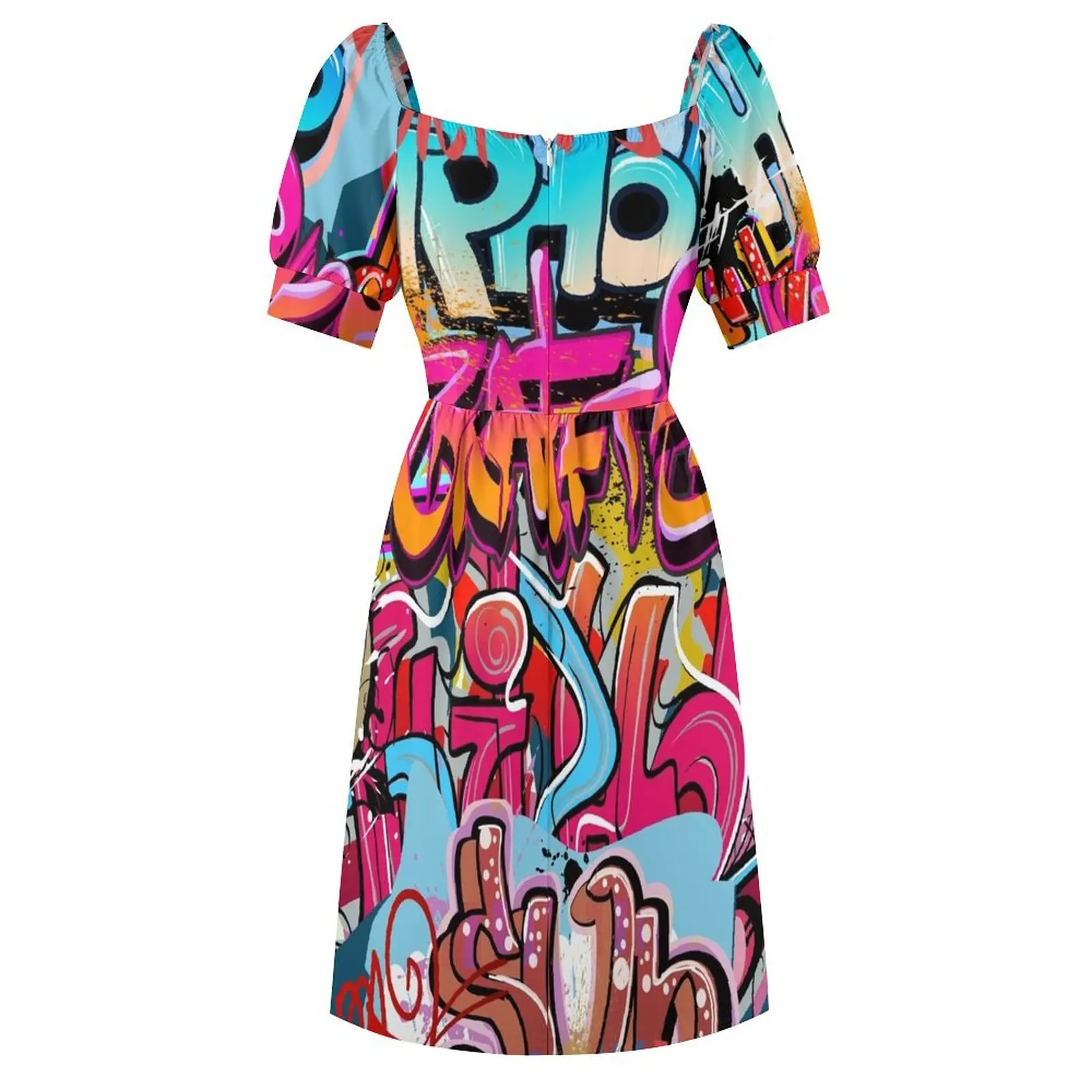 Graffiti Short Sleeved Dress Women's skirt elegant women's sets Dress image 5