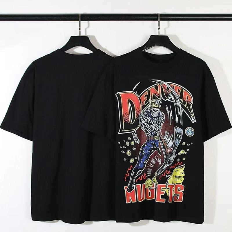 2025 الصيف والخريف محاكاة ساخرة الذهب حفار تي شيرت مطبوع فضفاض وغير رسمي قصيرة الأكمام الرجال والنساء سترة رياضية علوية