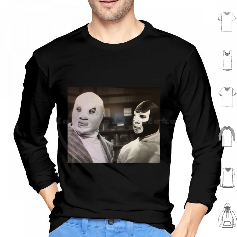 El Santo Y Blue Demon Sudadera con capucha de algodón de manga larga Santo Blue Demon Enmascarado De Plata Luchadores Lucha Libre México