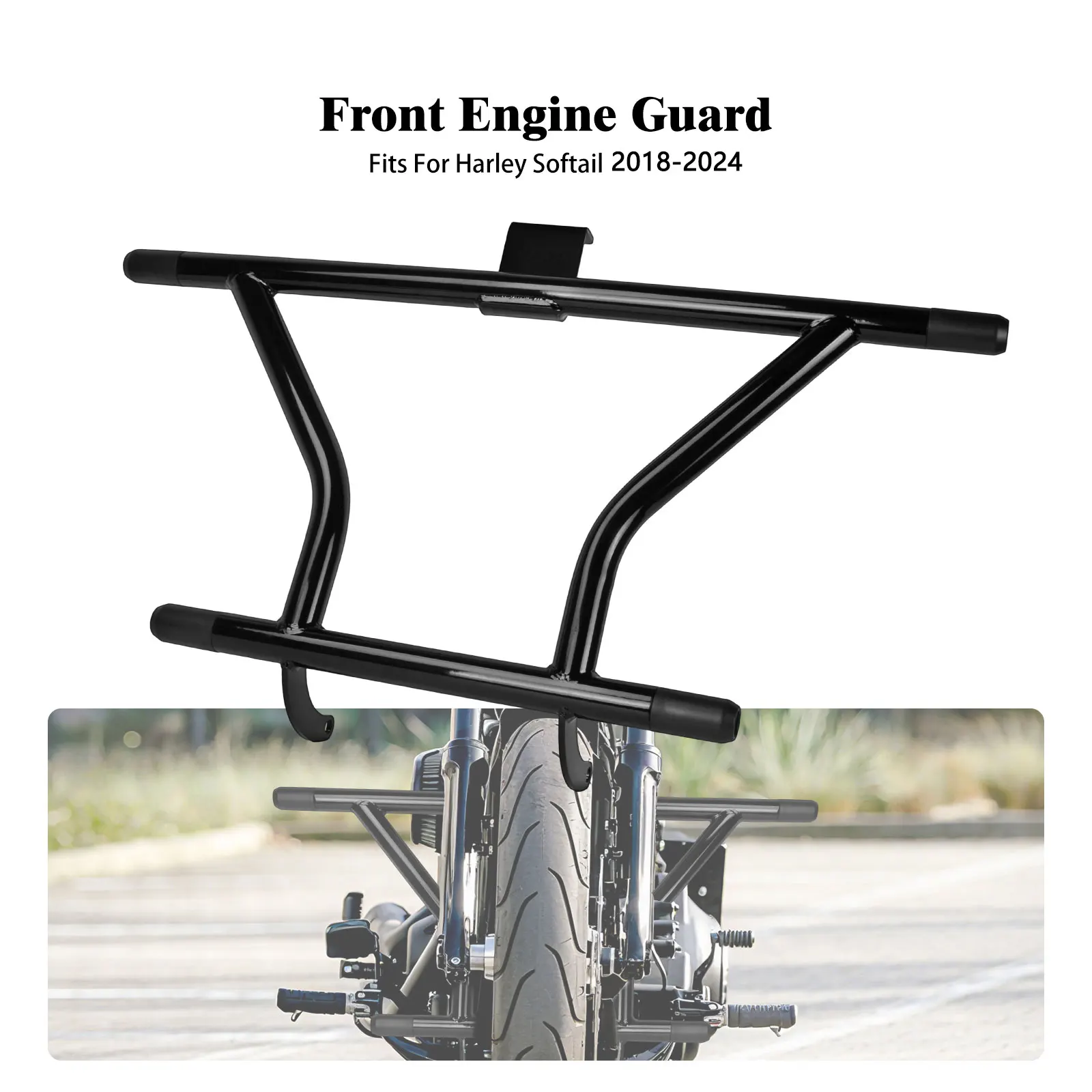 

Softail Black Two-Step Crash Bar Front Engine Guard Motorcycle Highway Peg Bumper For Harley Fat Boy Low Rider Breakout 18-2024