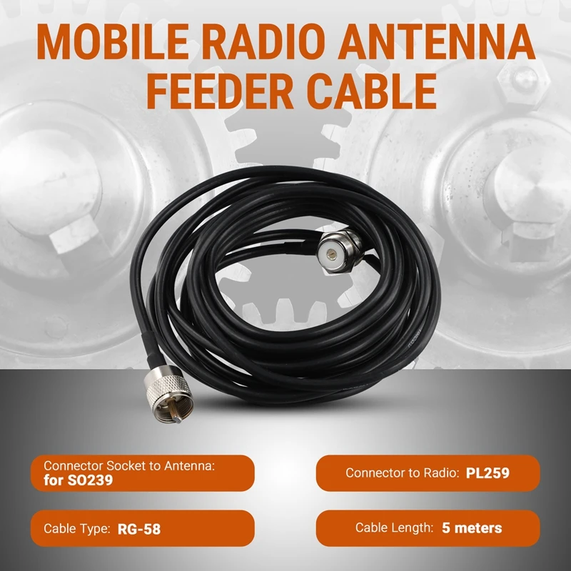 Soporte de montaje de antena de coche RB-400, Cable de alimentación Coaxial de extensión de 5M, ajustable para antena de Radio móvil TYT