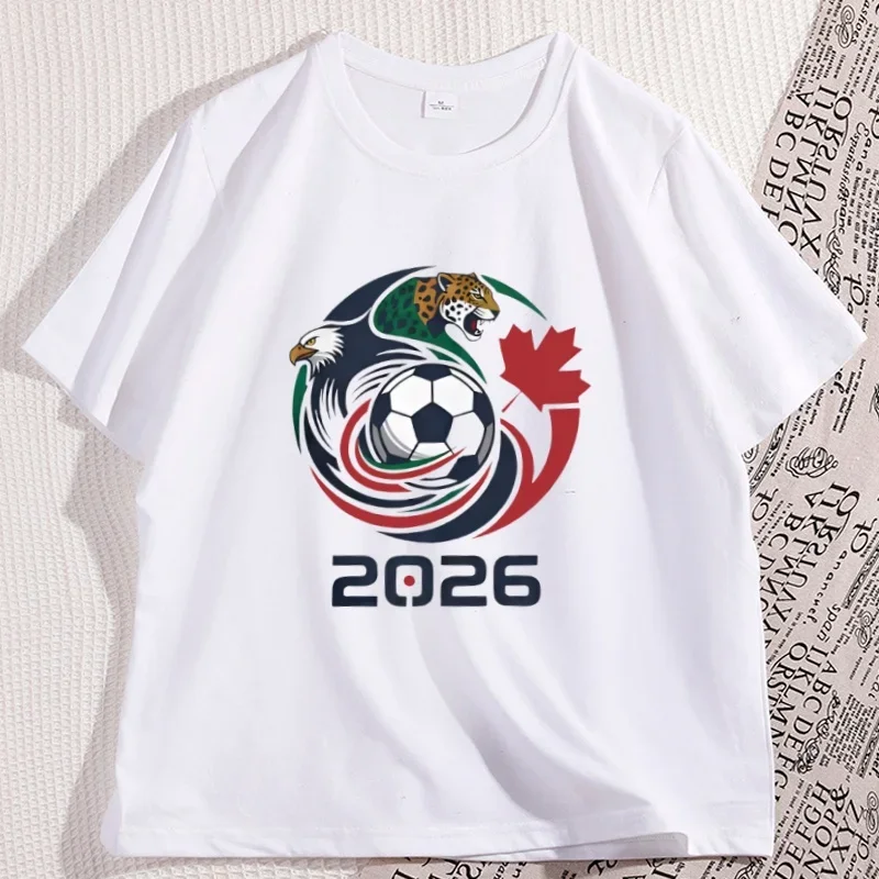Camiseta Deportiva 2026 USA Canadá México, Camisetas de Fútbol con Gráfico de Águila, Camiseta de Algodón de Manga Corta para Niños, Mujeres y Hombres, Camiseta Básica