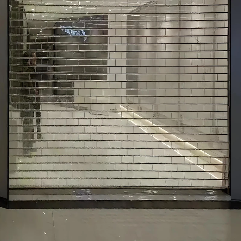 Customization Crystal Clear Modern PVC Folding Rolling Shutter With Finished Surface For Workshop Use