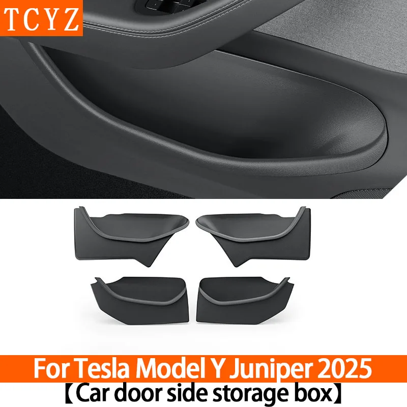 

For Tesla New Model Y Juniper 2025 2026 Door Side Storage Box TPE Front Rear All-Inclusive Organizer Modification Accessories