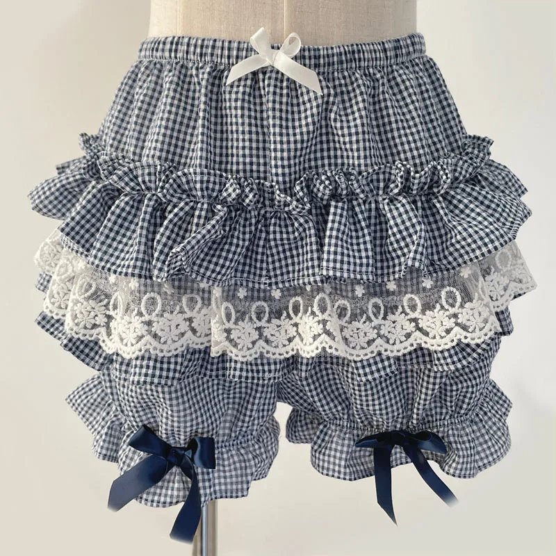 Shorts de segurança Lolita para mulheres, babados de renda doce Harajuku JK Bloomers, calcinha princesa de algodão, calcinha vitoriana fofa