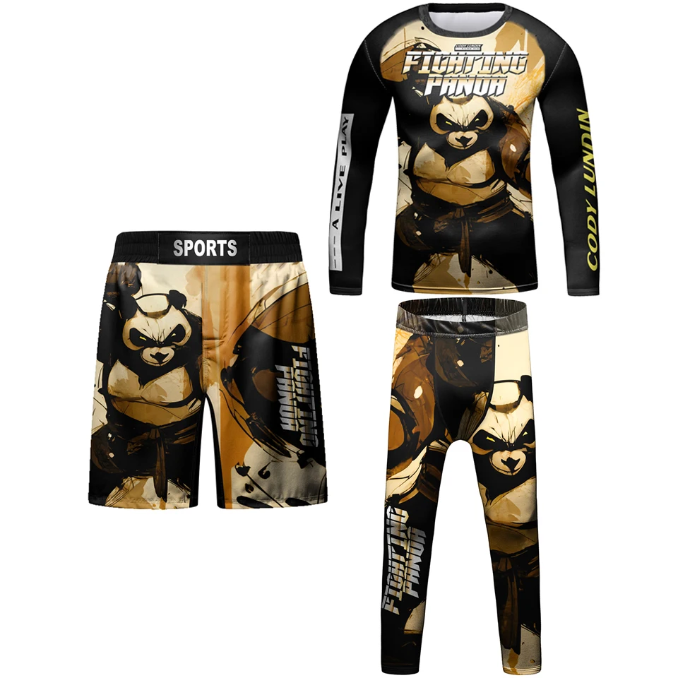 New Kid MMA Compression T-Shirt+Pant Rashguard Kids 4PCS/set  Sport Gym Muay Thai Shorts Children Boy Jiu Jusit Bjj MMA Clothing