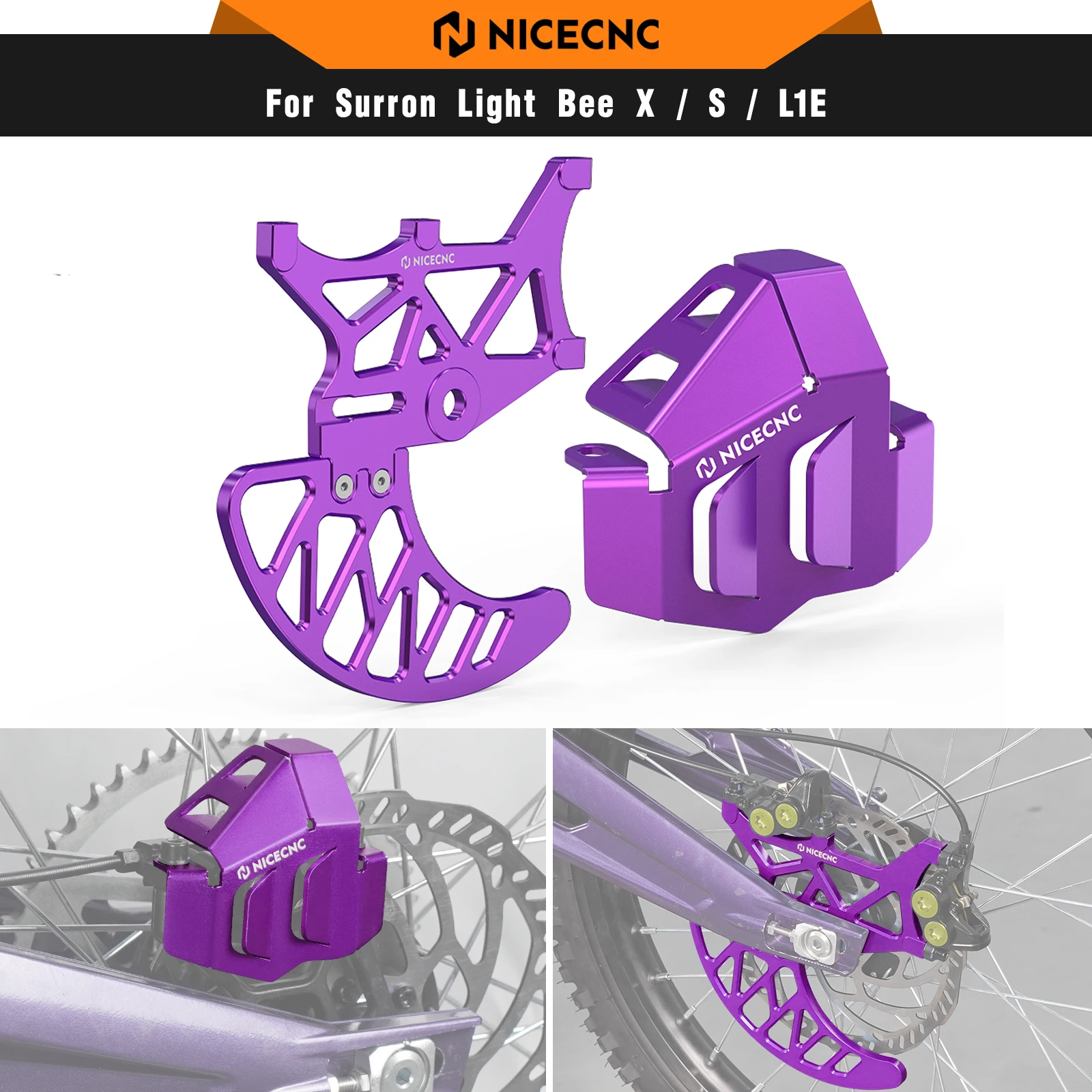 

NICECNC For Surron Light Bee X S L1E Electric Dirt Bike Aluminum Rear Brake Disc Guard Brake Caliper Guard For Segway X160 X260