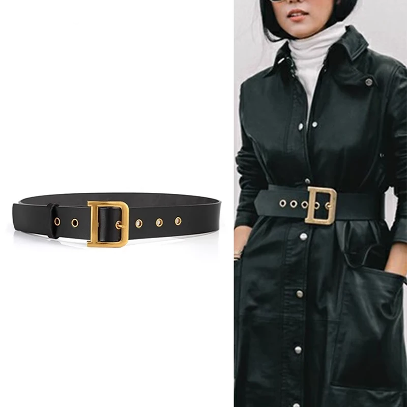 الراقية الماركات الفاخرة حزام نسائي أنيق الإناث D مشبك حزام مصمم للنساء القوطية Y2k حزام جلد للرجال للجينز #1
