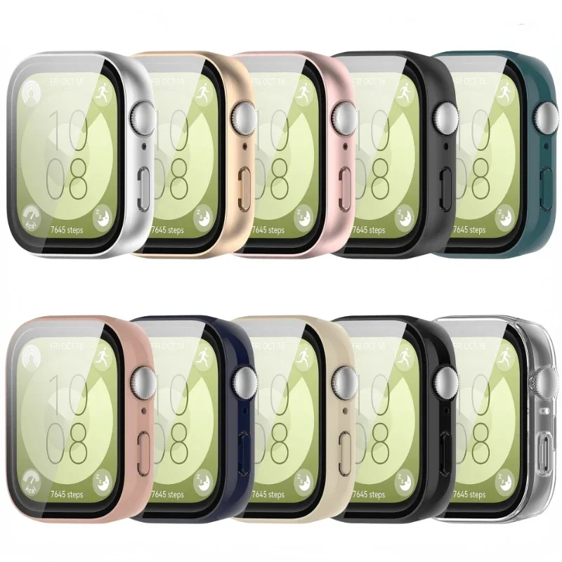 Casing kaca+pc definisi tinggi untuk Huawei Watch Fit 3, pelindung layar anti gores untuk Huawei Watch Fit 3
