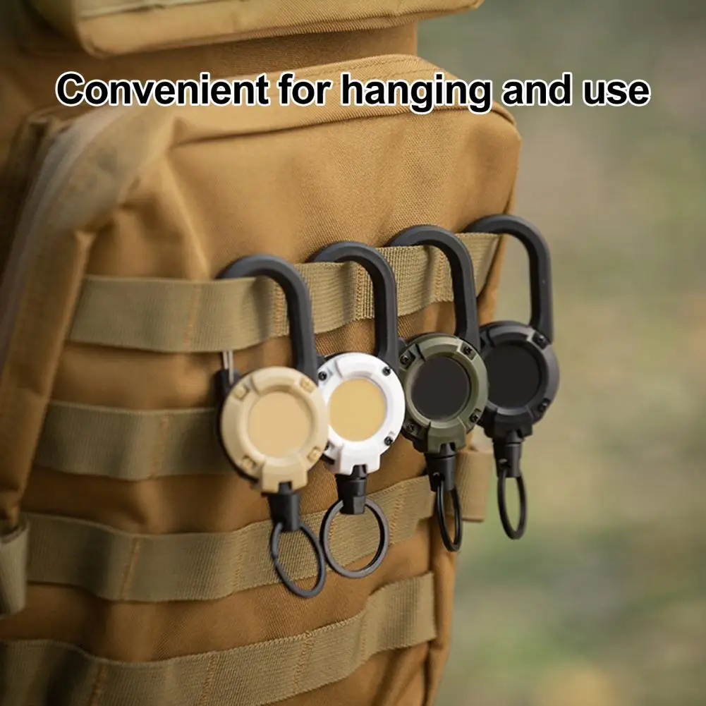 Backpack Wire Rope Hook Clip Durable Fly Fishing Retractor Badge Reel with 360-degree Rotation Keychain Carabiner for Camping