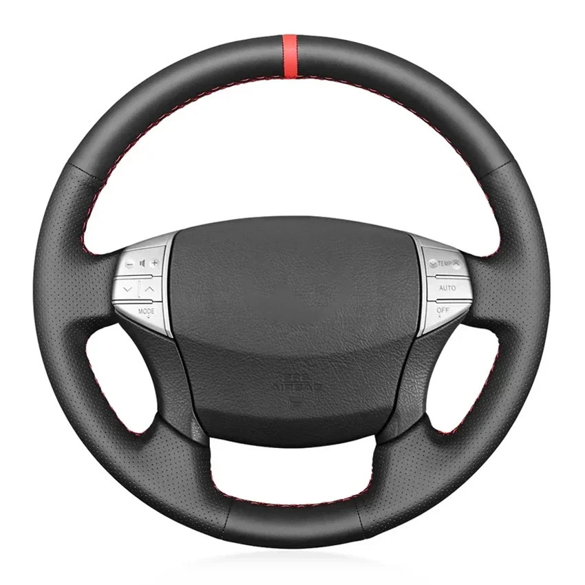 Black Faux Leather Hand-stitched Steering Wheel Cover For Toyota Avalon 2005 2006 2007 2008 2009 2010 2011 2012