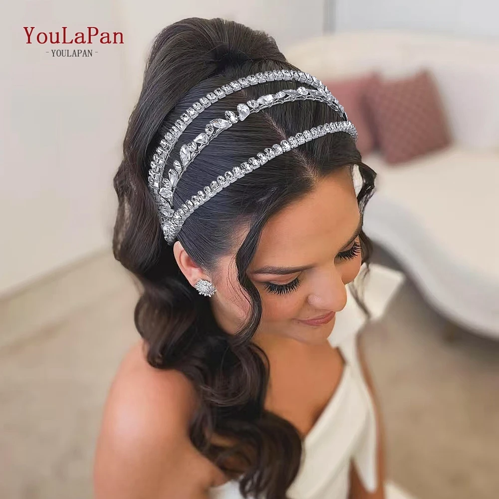 

YouLaPan Wedding Bridal Rhinestone Hair Hoop Multilayer Sparking Headpiece Women Party Tiara Banquet Prom Hair Accessories HP864