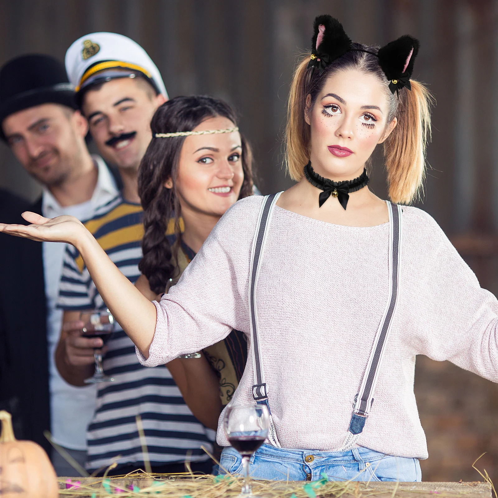 

1Set Cat Ear Hairband Collar Set Premium Quality Cosplay Party Hair Hoops Performance Photo Props Cat Ear Headband Collar