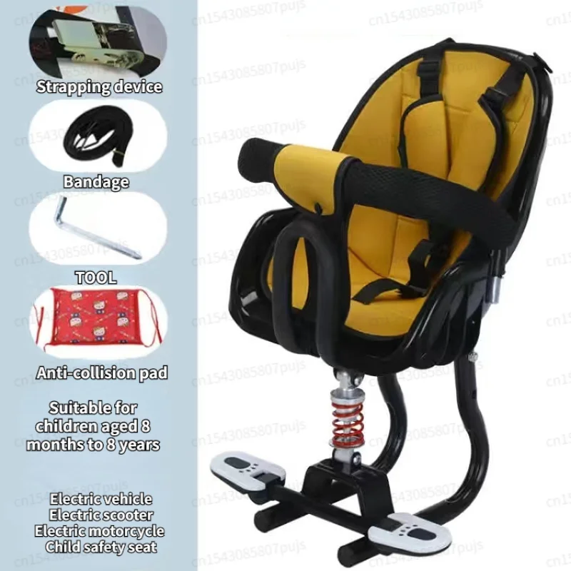 Electric Scooter Child Seat with Belt Electric Motorcycle Shock Absorption Comfortable Seat with Guardrail Scooter Accessories