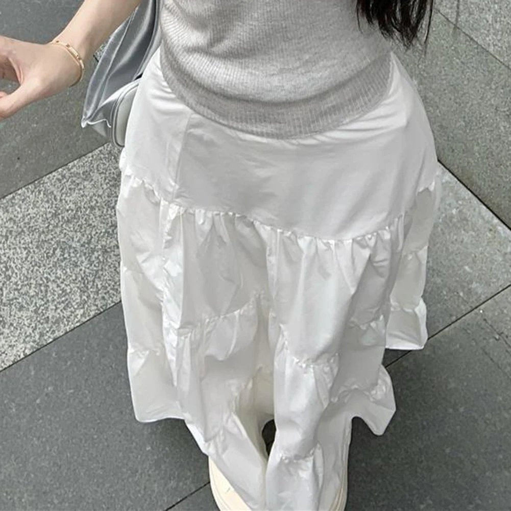 Elastic Waist Boho Long Skirts A-Line Skirts Autumn Fashion Casual Style Daily Wear Polyester Fabric Slight Stretch