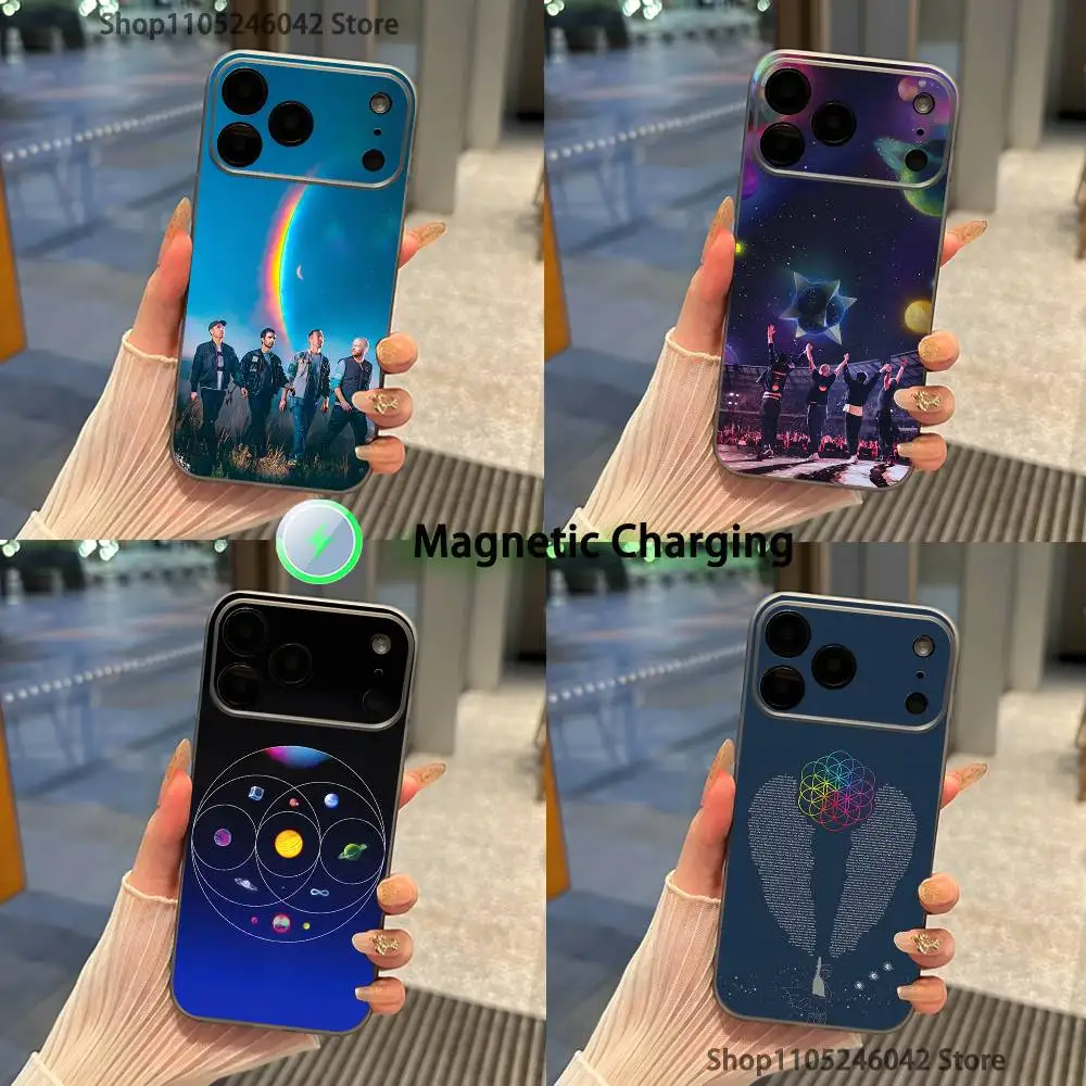 

C-ColdplayS Moon Music For iPhone 17,16,15,14,13,12,11,Pro,Max,Plus Magnetic Wireless Charging Transparent gray Phone Case