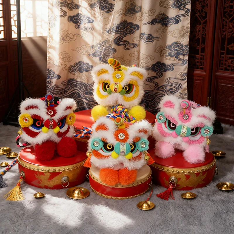 NamcheBarwa Chinese Style Cute Lion Dance Plush Women Crossbody Bag Handmade Shoulder Bag Soft Hanfu Accessories Key Bag Wallet
