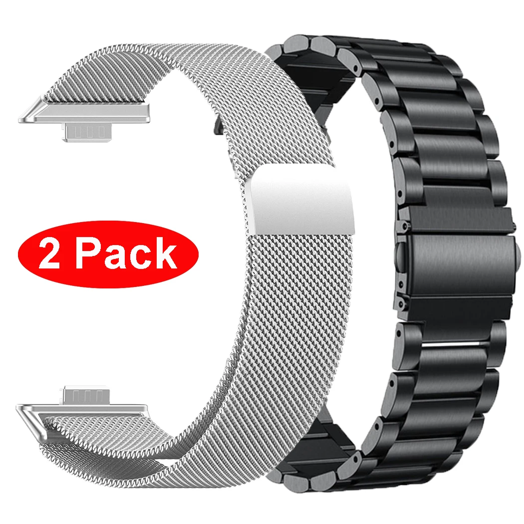 2er-Pack Metallarmband für Huawei Watch Fit 3 Milanese Loop Band Edelstahl-Armband für Huawei Watch Fit3 Atmungsaktives Armband