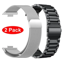 2 Pack Metal Strap For Huawei Watch Fit 3 Milanese Loop Band Stainless Steel Watchband For Huawei Watch Fit3 Breathable Bracelet