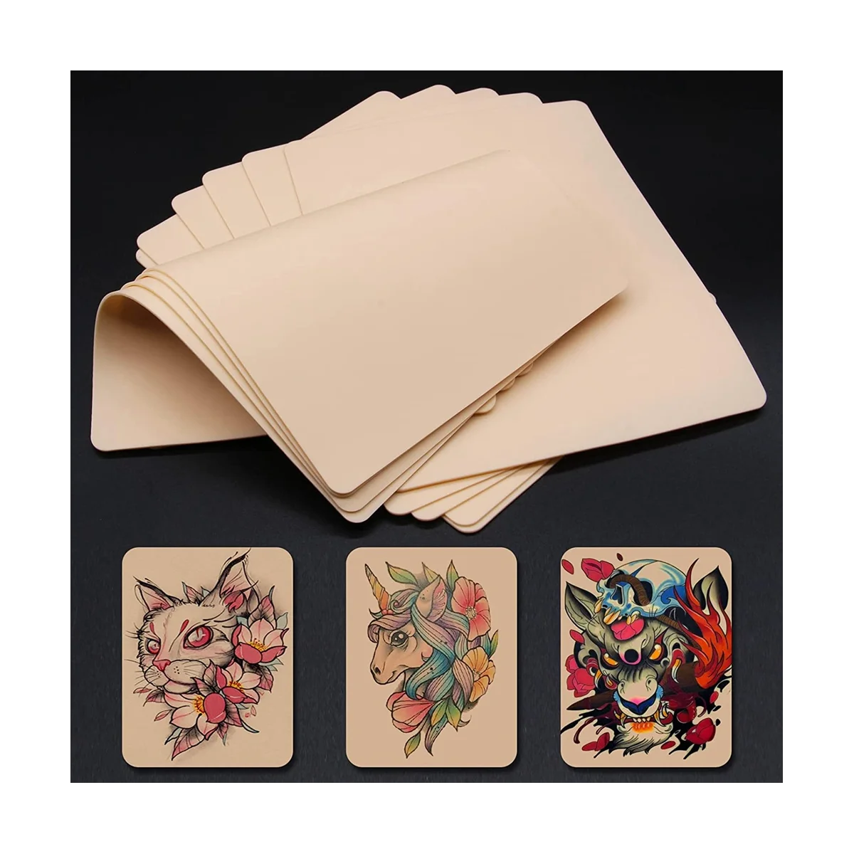 Silicone Blank Tattoo Practice -10Pcs Tattoo Skin Practice Double Sides 8X6Inch Skin Tattooing and Eyebrow Practice