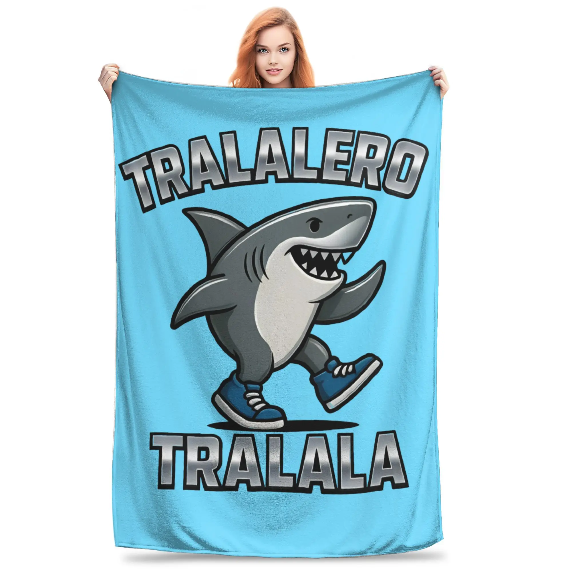 

Tralalero Tralala Shark Blankets Flannel Textile Decor Italian Brainrot Lightweight Throw Blanket for Sofa Travel Bedspread
