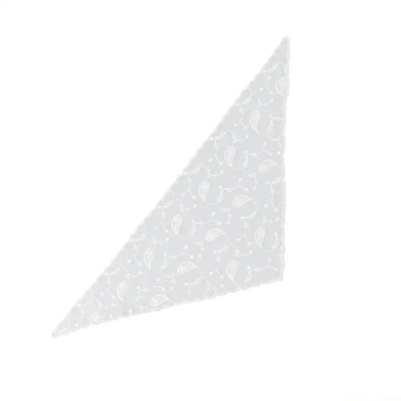 31BF Elegant Lace Trianglar Scarf For Women Breathable Polyester Headwear Comfortable Headwear Embroidery Flower Headscarf
