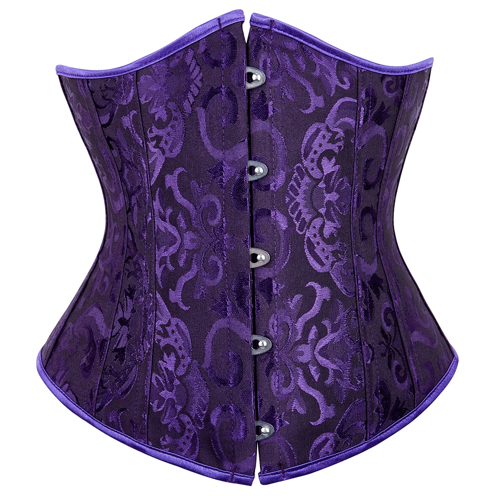 Sexy Gothic Underbust Corset Top For Women Body Shaper Waist Cincher Vintage Satin Lingerie Bustier Plus Size Fashion Corselet