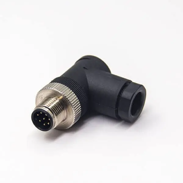 M12 Plug 8 Pin Male A-coded Right Angle, IP68 Waterproof Field Assembly Connector, Plastic Shell for Industrial Sensor Cable