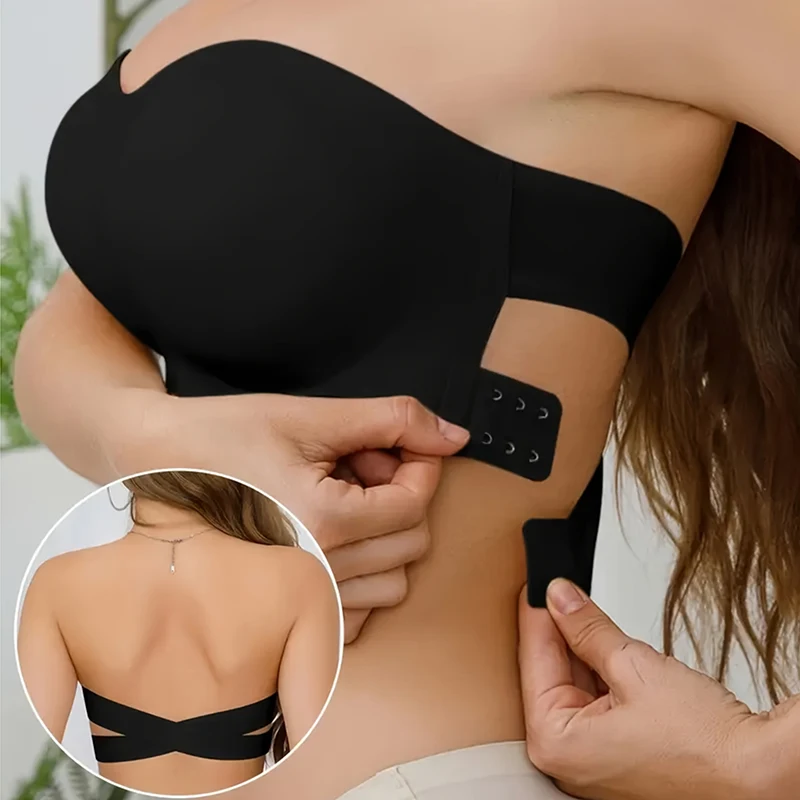 

Seamless Strapless Push Up Bra For Women Wireless Side Closure Bralette Sexy Cross Backless Brassiere Female Lingerie Underwear