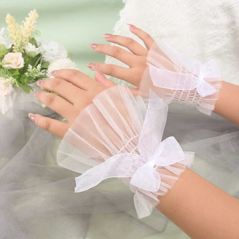 Nails Art Display Photography Props Fairy Sweet Bow Mesh sleeve to take photo of nails Ruffles Wristband Decorative Accessory