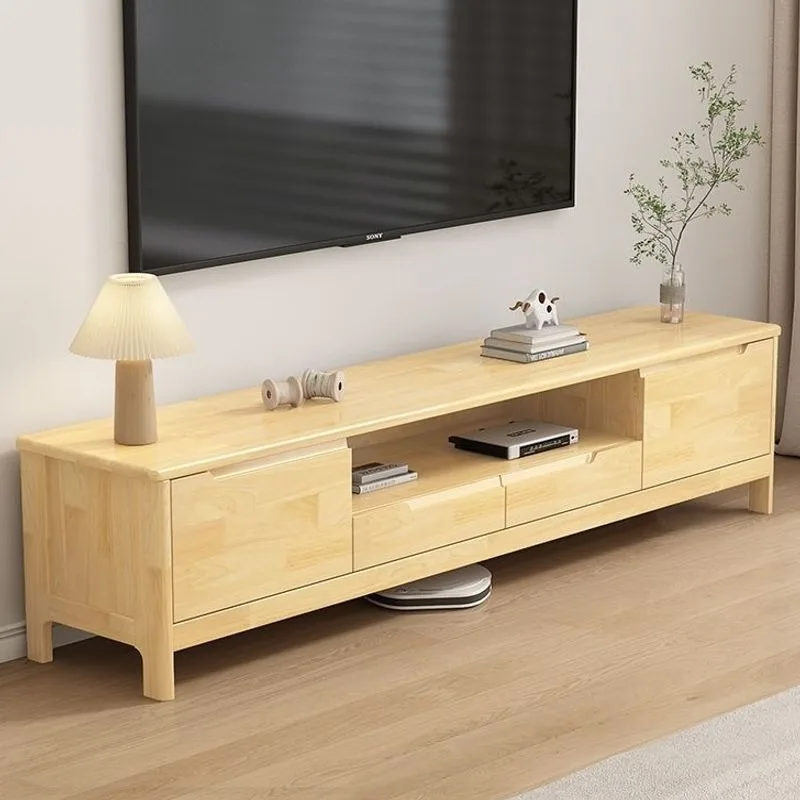Solid Wood TV Cabinet Coffee Table Combination Modern Simple Home Living Room Small Multi-size Storage Cabinet Floor