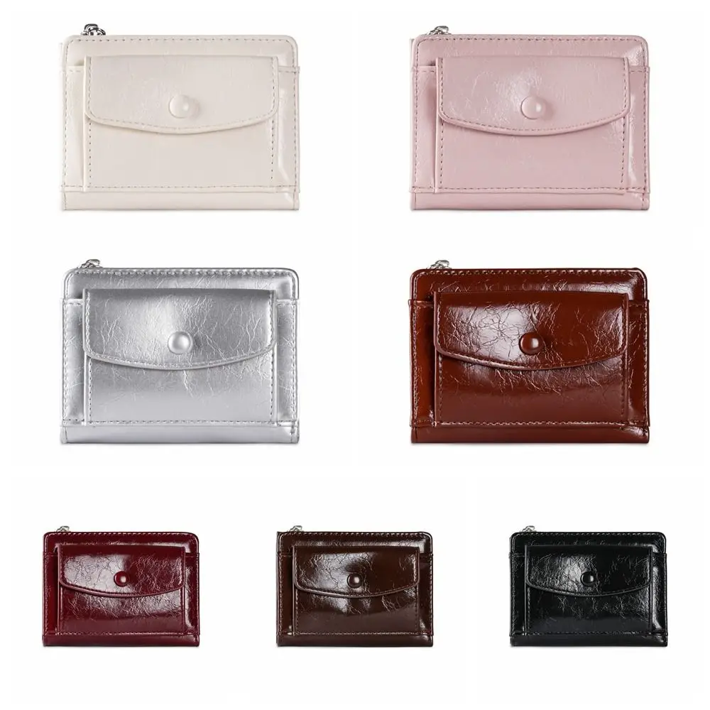 Casual Elegant ผู้หญิงกระเป๋าสตางค์สั้น Ultra บางซิป PU หนัง Multi-Function กระเป๋าสตางค์คลัทช์สั้นผู้ชาย