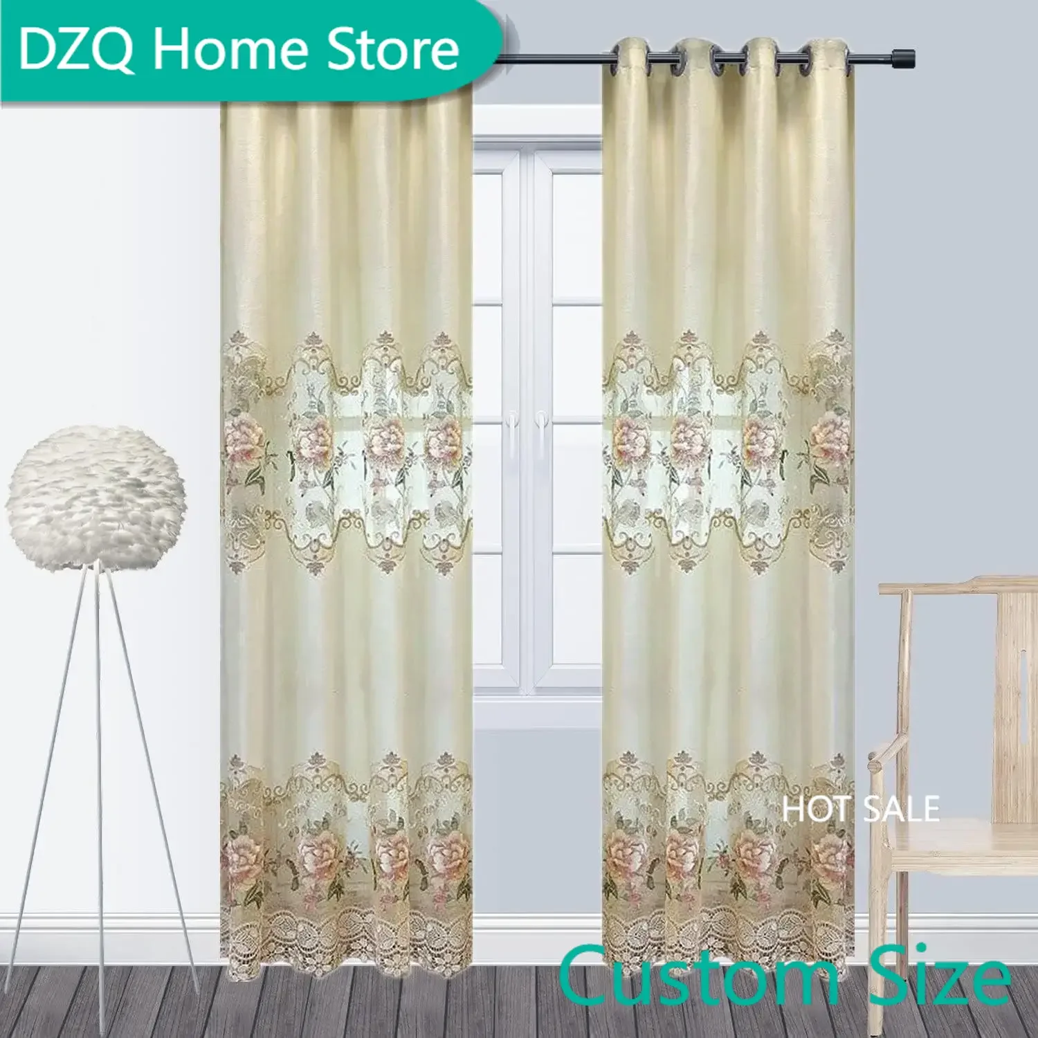 

Luxury European Style Velvet Embroidery Curtains for Living Room Bedroom Embroidery Flowers Semi Hollow Blackout Curtain 1 Panel