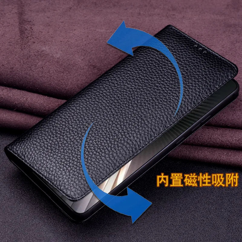 Wobiloo Luxury Genuine Leather Wallet Cover Business Phone Case For Vivo Y200 Y200i Cover Credit Card Money Slot Holste